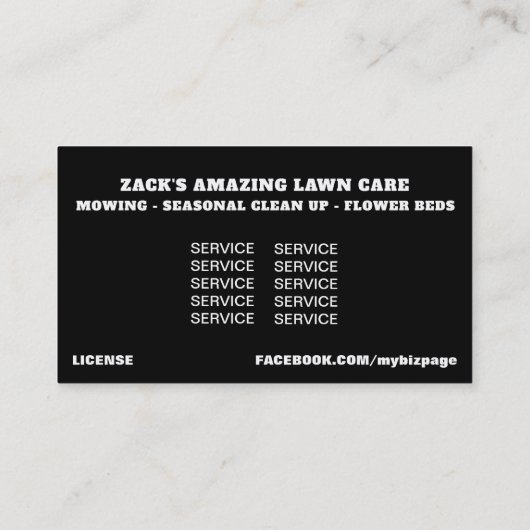 *~*米国国旗の芝刈り機白黒ロ気にーン 名刺 (裏面)