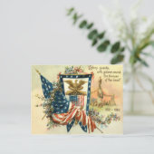 米国国旗の花の南北戦争イーグルメモリアルデー ポストカード (スタンド正面)