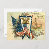 米国国旗の花の南北戦争イーグルメモリアルデー ポストカード (正面/裏面)