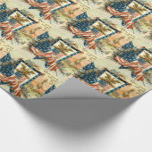 米国国旗の花の南北戦争イーグルメモリアルデー ラッピングペーパー (角)