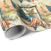 米国国旗の花の南北戦争イーグルメモリアルデー ラッピングペーパー (ロールコーナー)