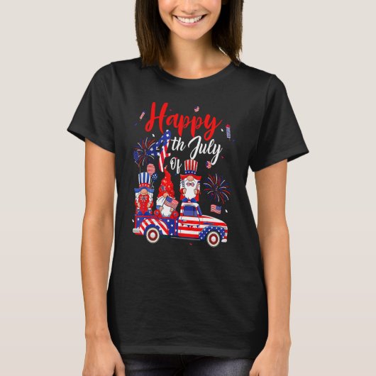 米国国旗の花火7月の4日格言3 Tシャツ (正面)