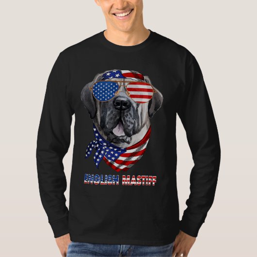 米国国旗の英語マスティフ犬の恋人の贈り物 Tシャツ (正面)