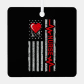 米国国旗の英雄の生活のナース評価 メタルオーナメント (裏面)