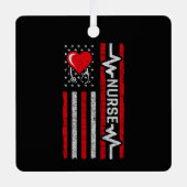 米国国旗の英雄の生活のナース評価 メタルオーナメント (正面)