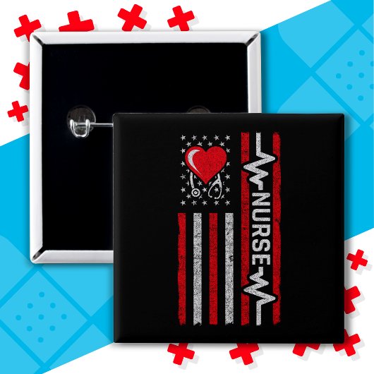 米国国旗の英雄の生活のナース評価 缶バッジ