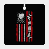 米国国旗の英雄ハートナース評価 メタルオーナメント (正面)