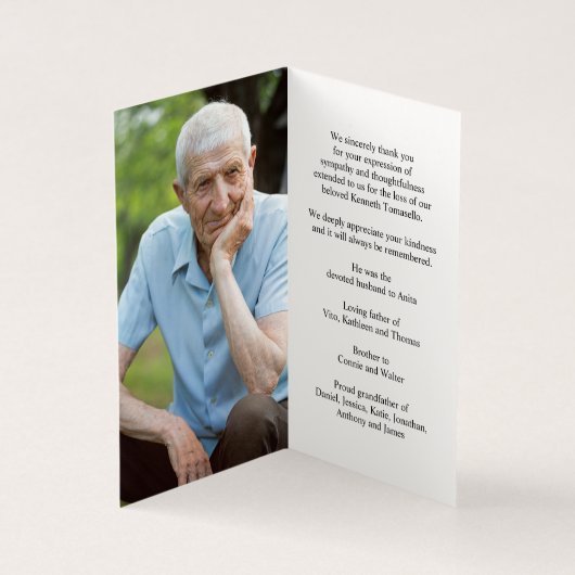 米国国旗の葬儀メモリアル写真折り畳み祈りの言葉カード (内部)