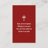 米国国旗の葬儀メモリアル祈りの言葉フォトカード 名刺 (裏面)