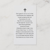 米国国旗の葬儀メモリアル祈りの言葉フォトカード 名刺 (裏面)