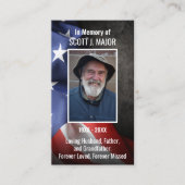 米国国旗の葬儀メモリアル祈りの言葉フォトカード 名刺 (正面)