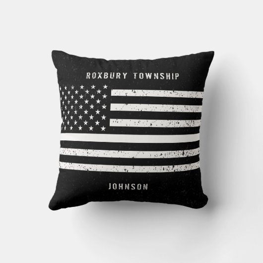 米国国旗の薄いホワイトライン動揺して名 クッション (裏面)