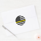 米国国旗の薄い黄色い線 ラウンドシール (封筒)