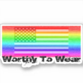 米国国旗の虹 – 衣服に値 シール (正面)