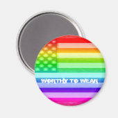 米国国旗の虹 – 衣服に値 マグネット (正面/裏面)