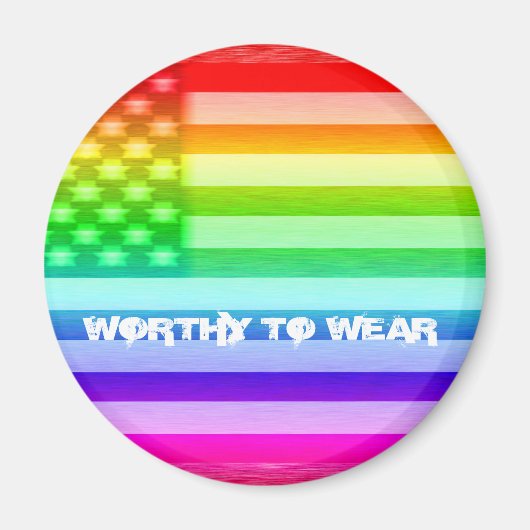 米国国旗の虹 – 衣服に値 マグネット (正面)