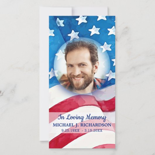 米国国旗の記念祈りの言葉写真葬式ブックマーク (正面)