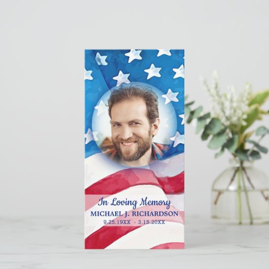 米国国旗の記念祈りの言葉写真葬式ブックマーク (スタンド正面)