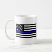 – 米国国旗の警察の細い青い線 コーヒーマグカップ (左)