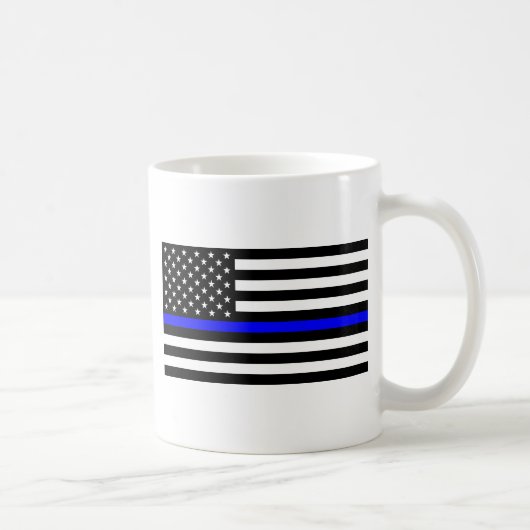 – 米国国旗の警察の細い青い線 コーヒーマグカップ (右)