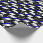  – 米国国旗の警察の細い青い線 ラッピングペーパー (角)