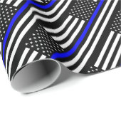  – 米国国旗の警察の細い青い線 ラッピングペーパー (ロールコーナー)