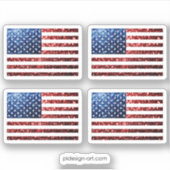 米国国旗の赤い青いきらめきグリッター シール (正面)