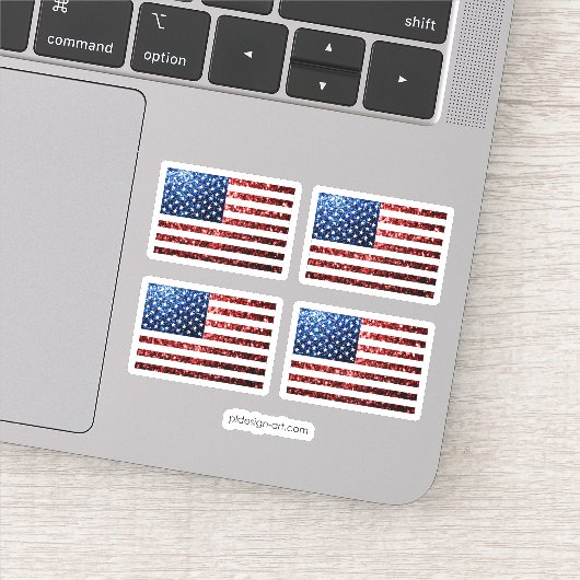 米国国旗の赤い青いきらめきグリッター シール (詳細)