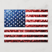 米国国旗の赤い青いきらめきグリッター ポストカード (正面)