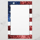 米国国旗の赤い青いきらめきグリッター 便箋 (裏面)