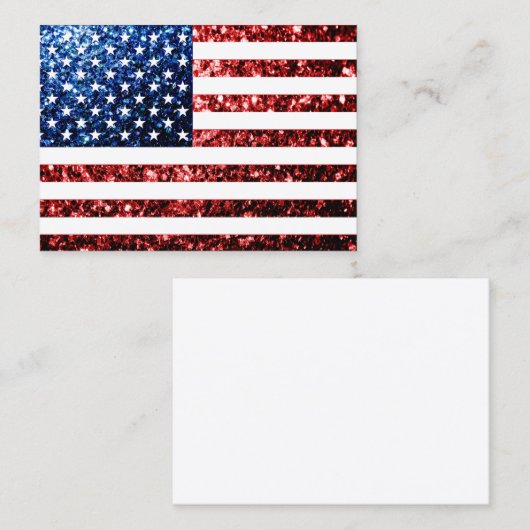 米国国旗の赤い青いきらめきグリッター 名刺 (正面/裏面)