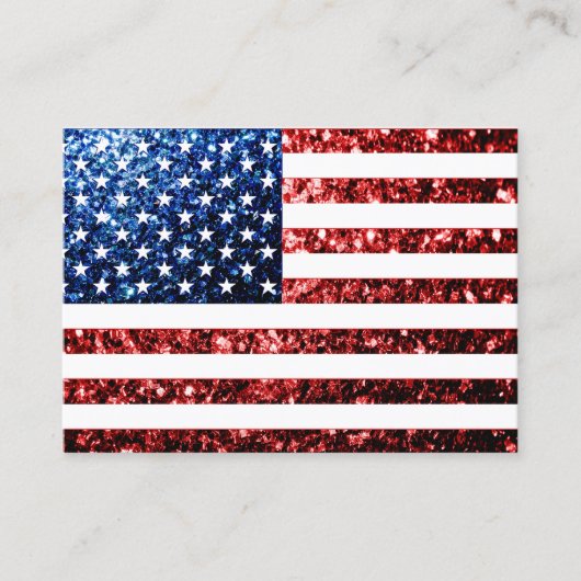 米国国旗の赤い青いきらめきグリッター 名刺 (正面)