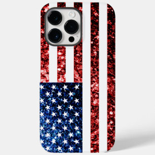 米国国旗の赤い青いきらめきグリッター Case-Mate iPhone 14 PRO MAXケース