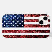 米国国旗の赤い青いきらめきグリッター Case-Mate iPhoneケース (裏面 (横))