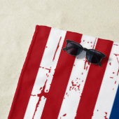 米国国旗の赤い青の愛国心パーソナライズされた ビーチタオル (インサイチュ)