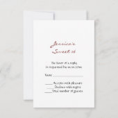 米国国旗の赤い青の輝きグリッターSweet 16 RSVP (裏面)