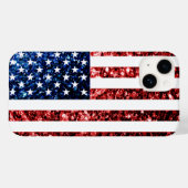 米国国旗の赤い青フェイクいきらきら光るきらめき Case-Mate iPhoneケース (裏面 (横))