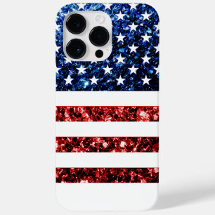 米国国旗の赤い青フェイクいきらきら光るきらめき Case-Mate iPhone 14 PRO MAXケース