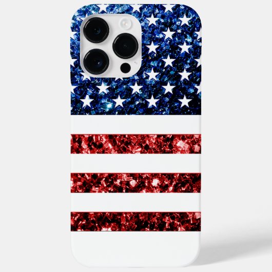 米国国旗の赤い青フェイクいきらきら光るきらめき Case-Mate iPhoneケース (裏面)