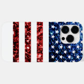 米国国旗の赤い青フェイクいきらきら光るきらめき Case-Mate iPhoneケース (裏面 (横))