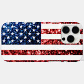 米国国旗の赤い青フェイクいきらきら光るきらめき Case-Mate iPhoneケース (裏面 (横))
