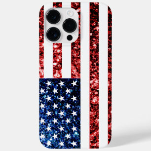 米国国旗の赤い青フェイクいきらきら光るきらめき Case-Mate iPhone 14 PRO MAXケース