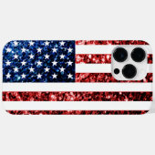 米国国旗の赤い青フェイクいきらきら光るきらめき Case-Mate iPhoneケース (裏面 (横))