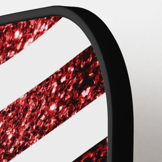 米国国旗の赤い青色のスパークフェイクルグリッターモノグラム ピックルボールラケット (左詳細)