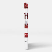 米国国旗の赤い青色のスパークフェイクルグリッターモノグラム iPhoneケース (左側面)