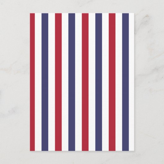 米国国旗の赤と国旗の青(幅ストライプ広)の白 ポストカード (正面)
