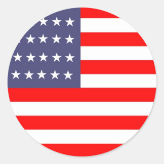 米国国旗の赤と白 ラウンドシール