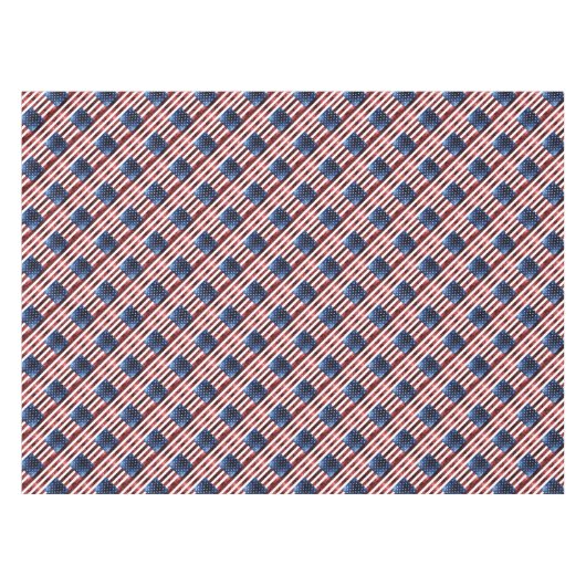 米国国旗の赤と青のきらめきグリッターパターン テーブルクロス (正面(横))