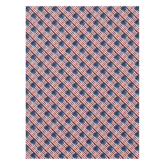 米国国旗の赤と青のきらめきグリッターパターン テーブルクロス (正面)