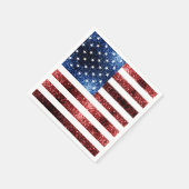 米国国旗の赤と青のキラキラのグリッター スタンダードカクテルナプキン (角)